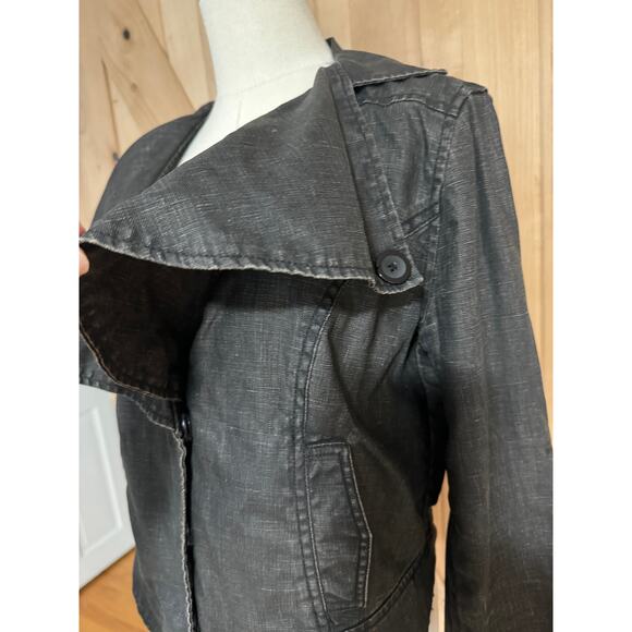Cabi | Women's Coated Linen Moto Jacket Dark Brown | Size Medium - Picture 6 of 16